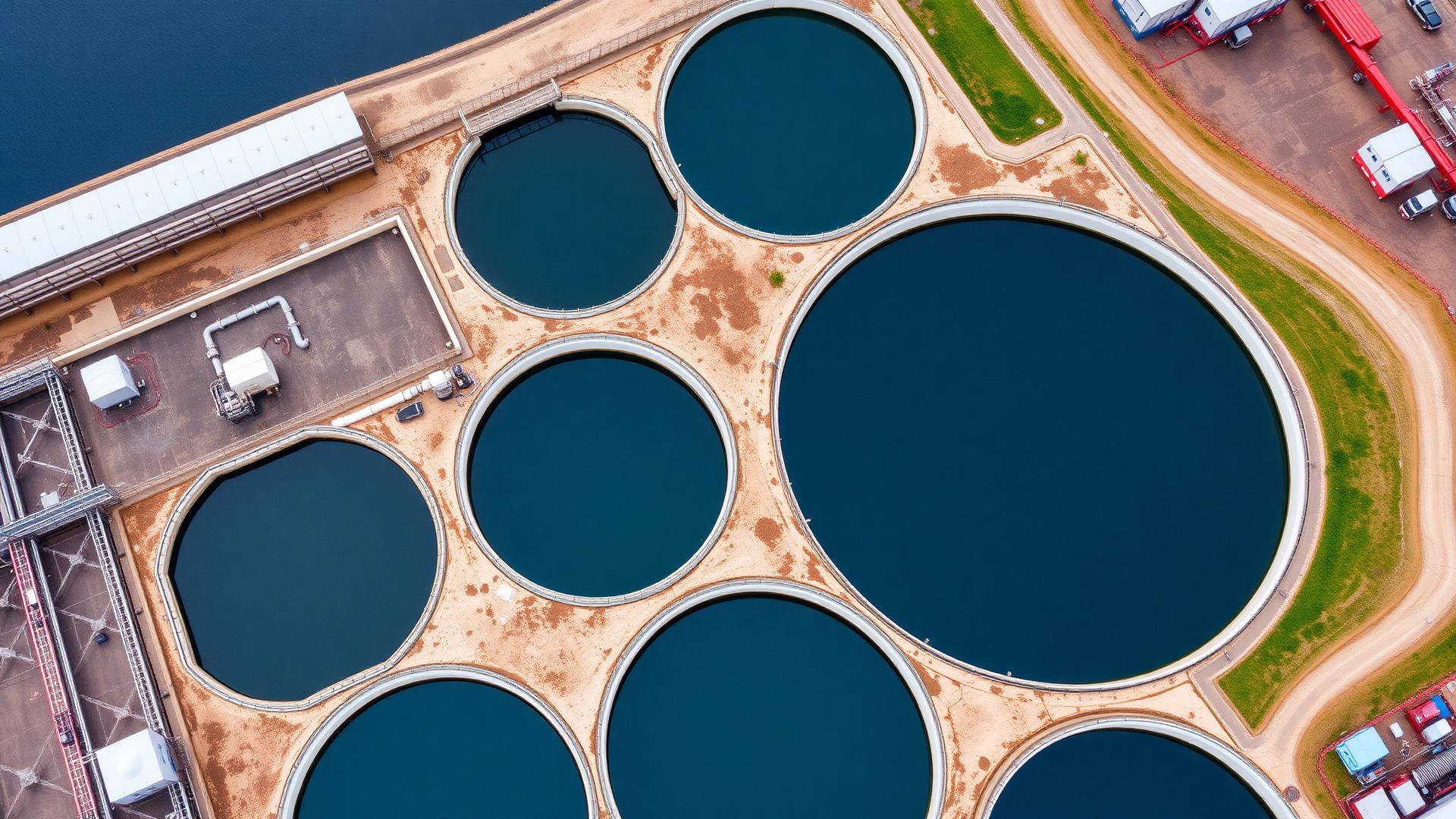Aerial view of water treatment plant